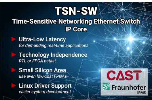 CAST TSN-SW witch IP Core benefits graphic
